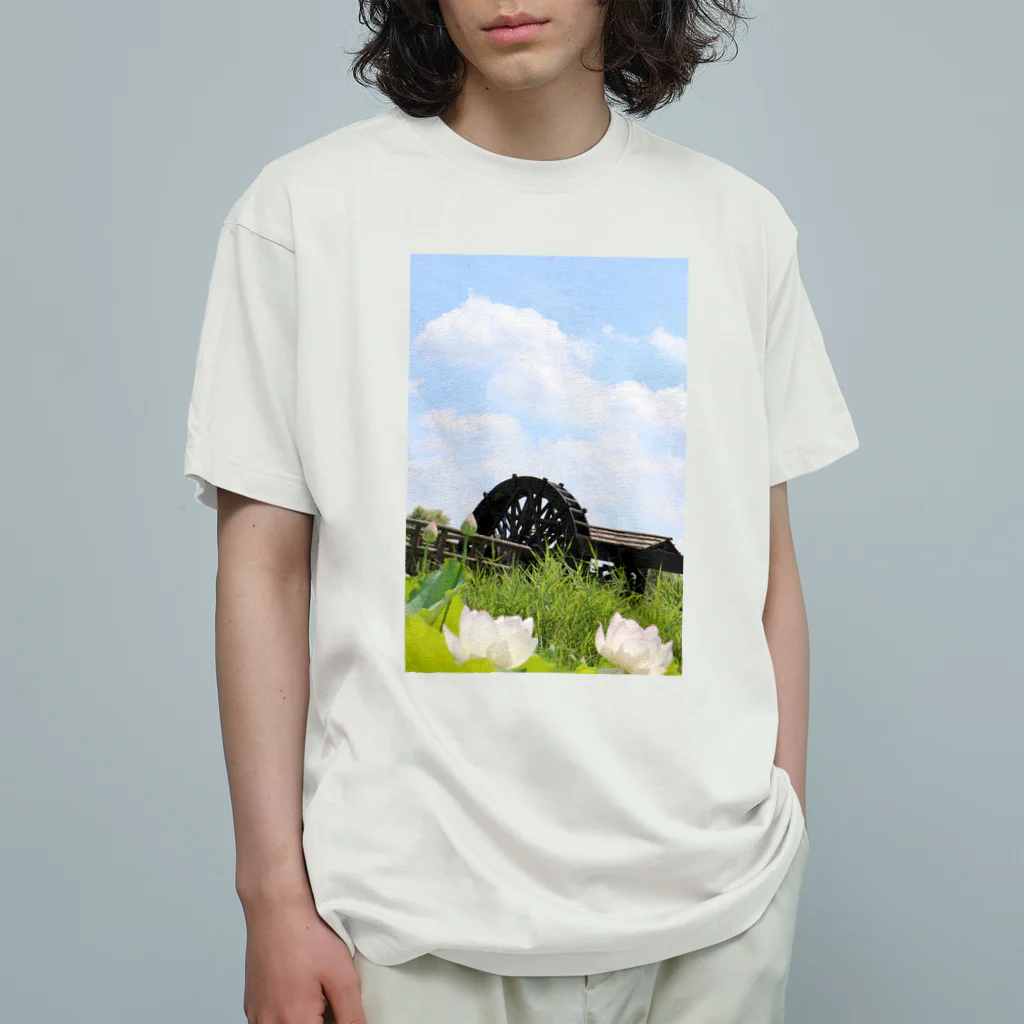 EijiPonの水車と空 オーガニックコットンTシャツ