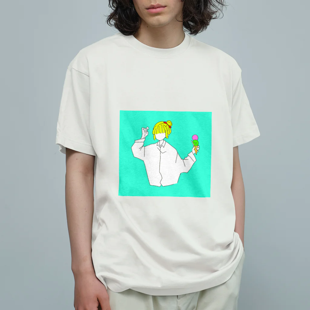 haruのアイスと女の子 オーガニックコットンTシャツ