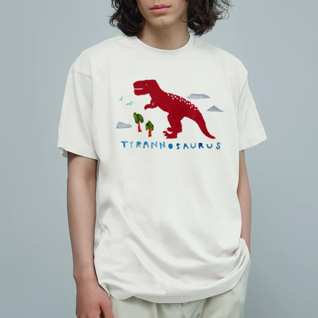 Kanako OkamotoのPAPERCUTTINGティラノサウルス オーガニックコットンTシャツ