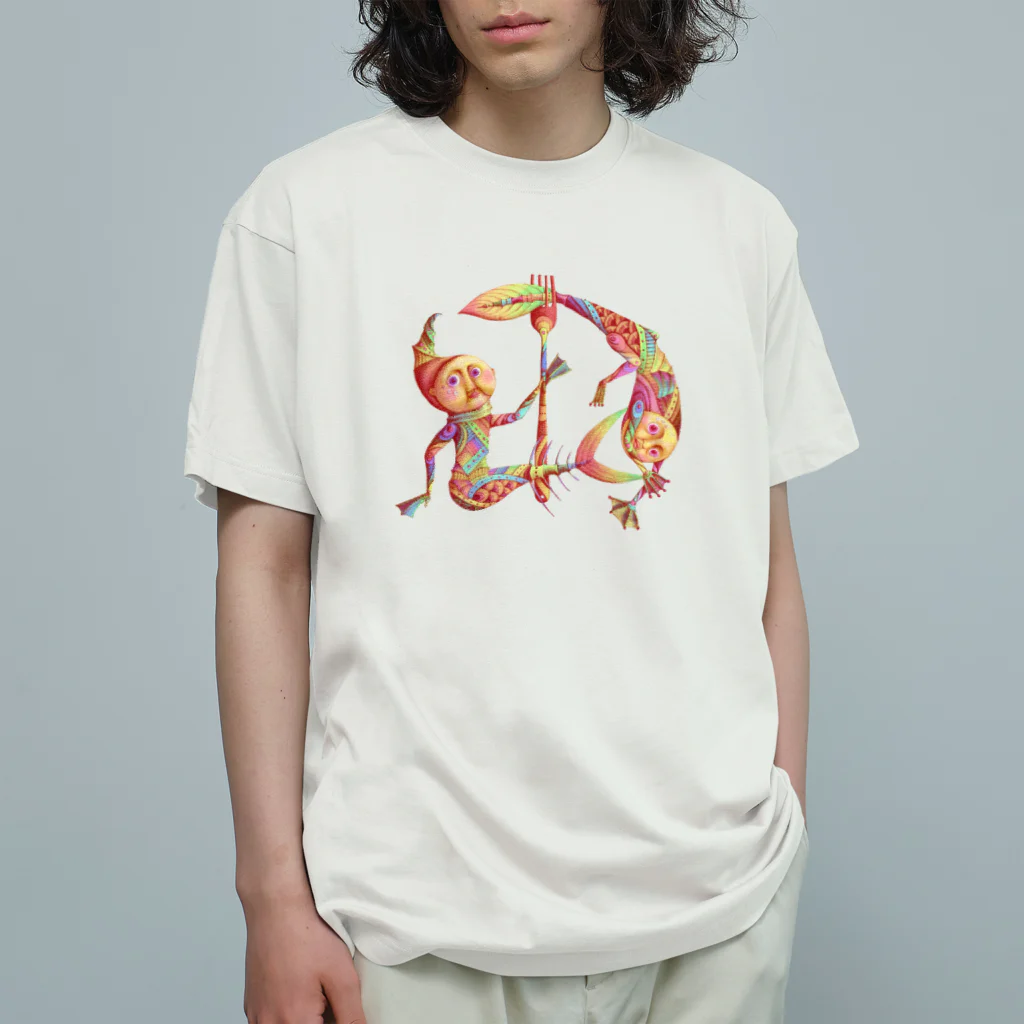 よちーずの魚と蛙の化身 オーガニックコットンTシャツ