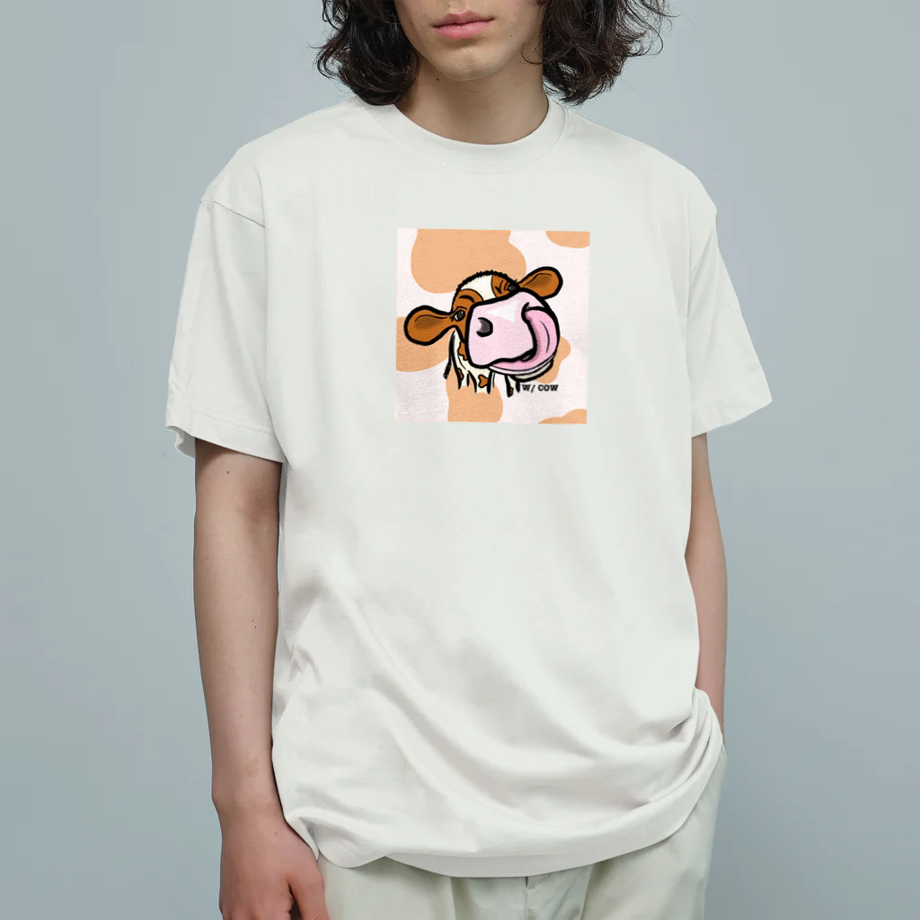 W/ COWの鼻ぺろ⭐︎ホルレッドちゃん オーガニックコットンTシャツ