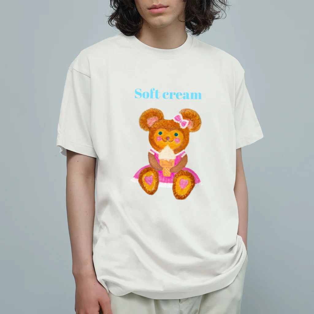 merryG    のプリフワのくま  ソフトクリーム オーガニックコットンTシャツ