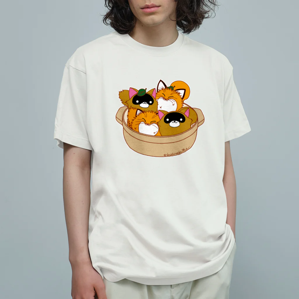 Draw freelyのきつねとたぬき鍋 オーガニックコットンTシャツ