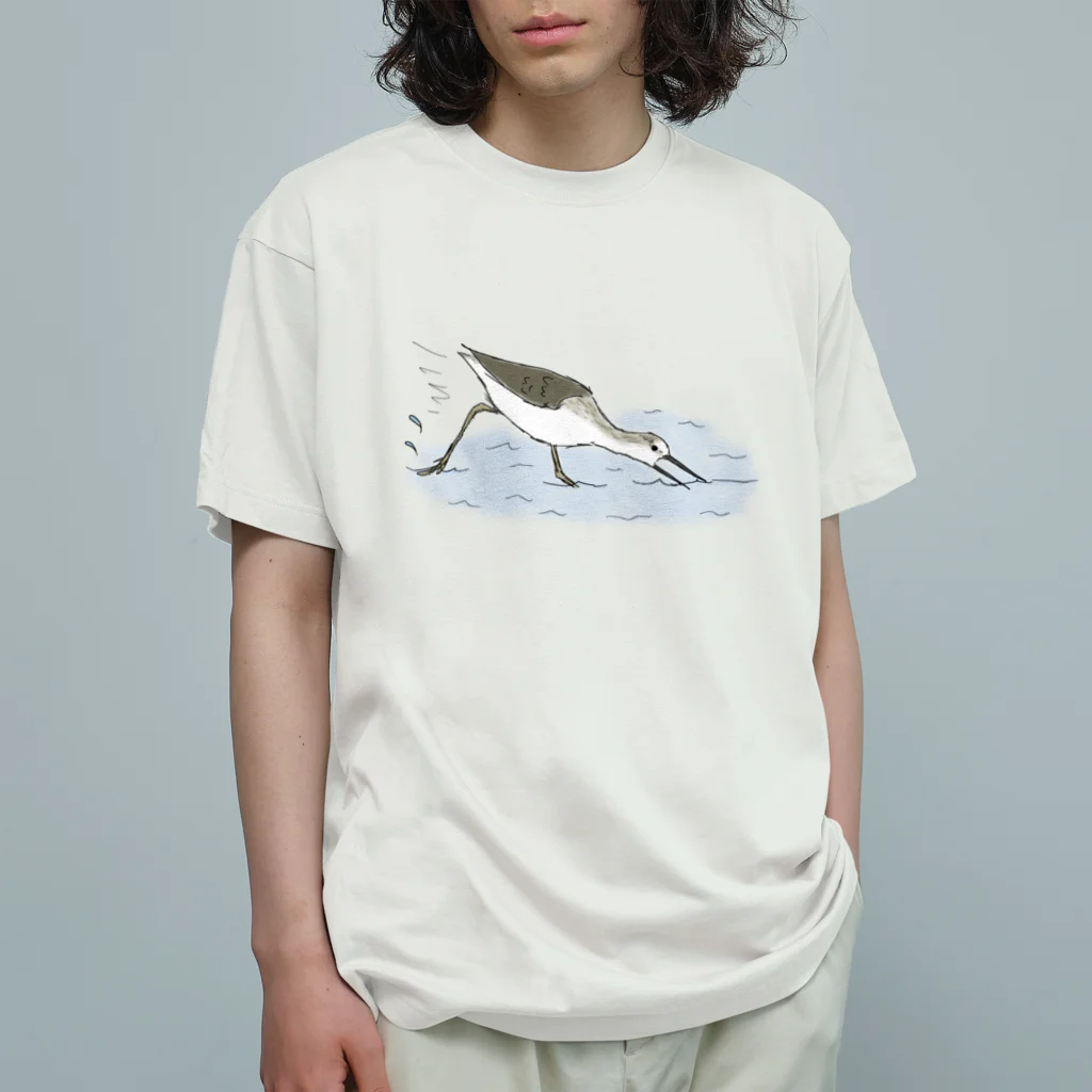 Coo-birdのバシャバシャ走るアオアシシギ Organic Cotton T-Shirt