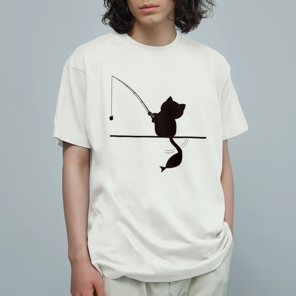 A33の釣りネコ「そっち？」 オーガニックコットンTシャツ