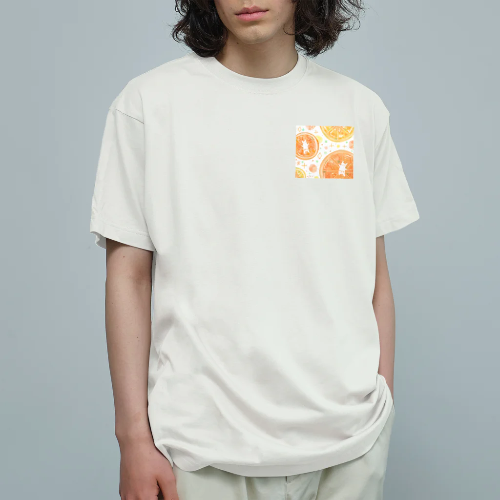 ショップのフレフレ、フレッシュ🍊(白い生き物) オーガニックコットンTシャツ