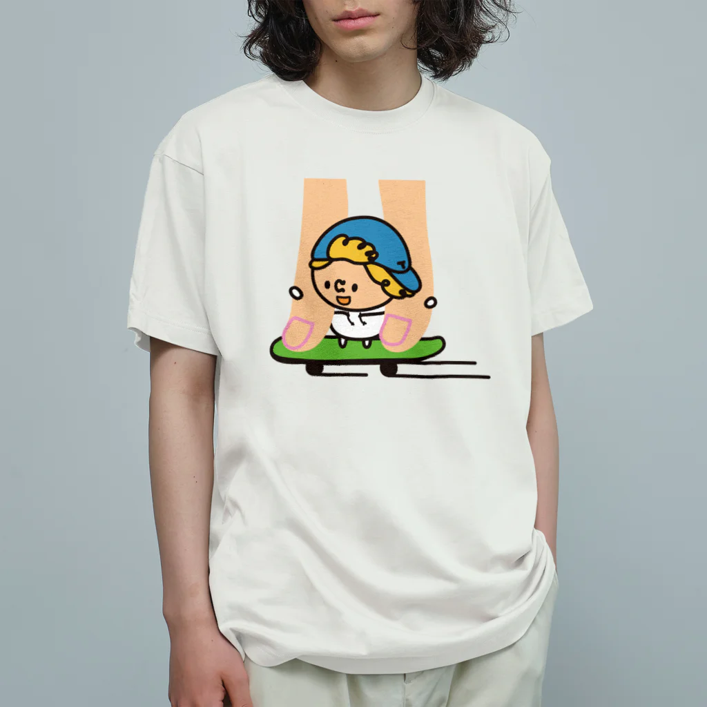 つぶっちーズのスケボーつぶっちと人。 オーガニックコットンTシャツ