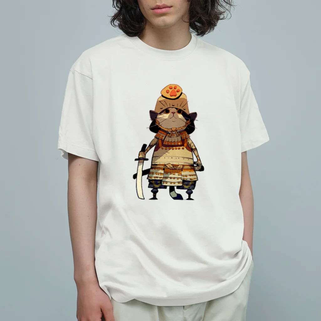 Satoshi MatsuuraのCat Samurai オーガニックコットンTシャツ