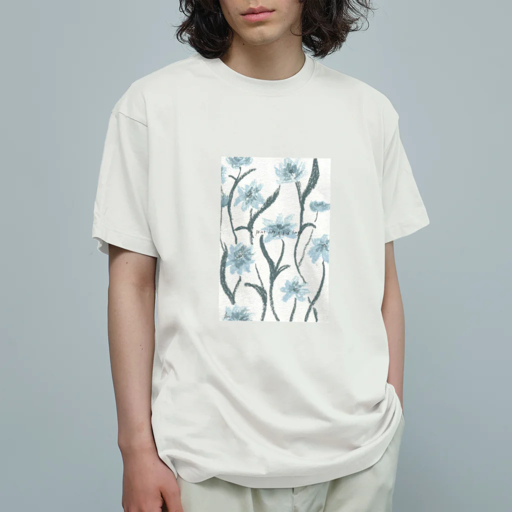 hnnnのflower2 w/ letters オーガニックコットンTシャツ