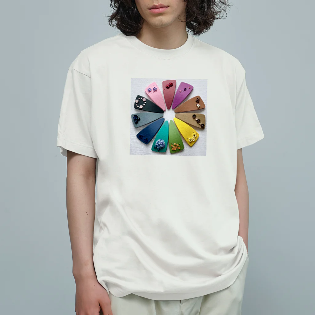 sayacaハンドメイドショップの大きめのカラフルヘアピン Organic Cotton T-Shirt