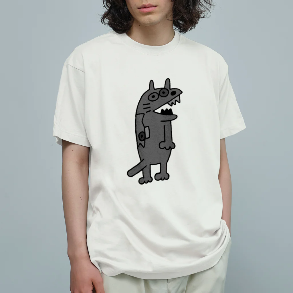 ぴょろりんちょ🐤のやべえ柄のキテレツねこ（魚柄） オーガニックコットンTシャツ