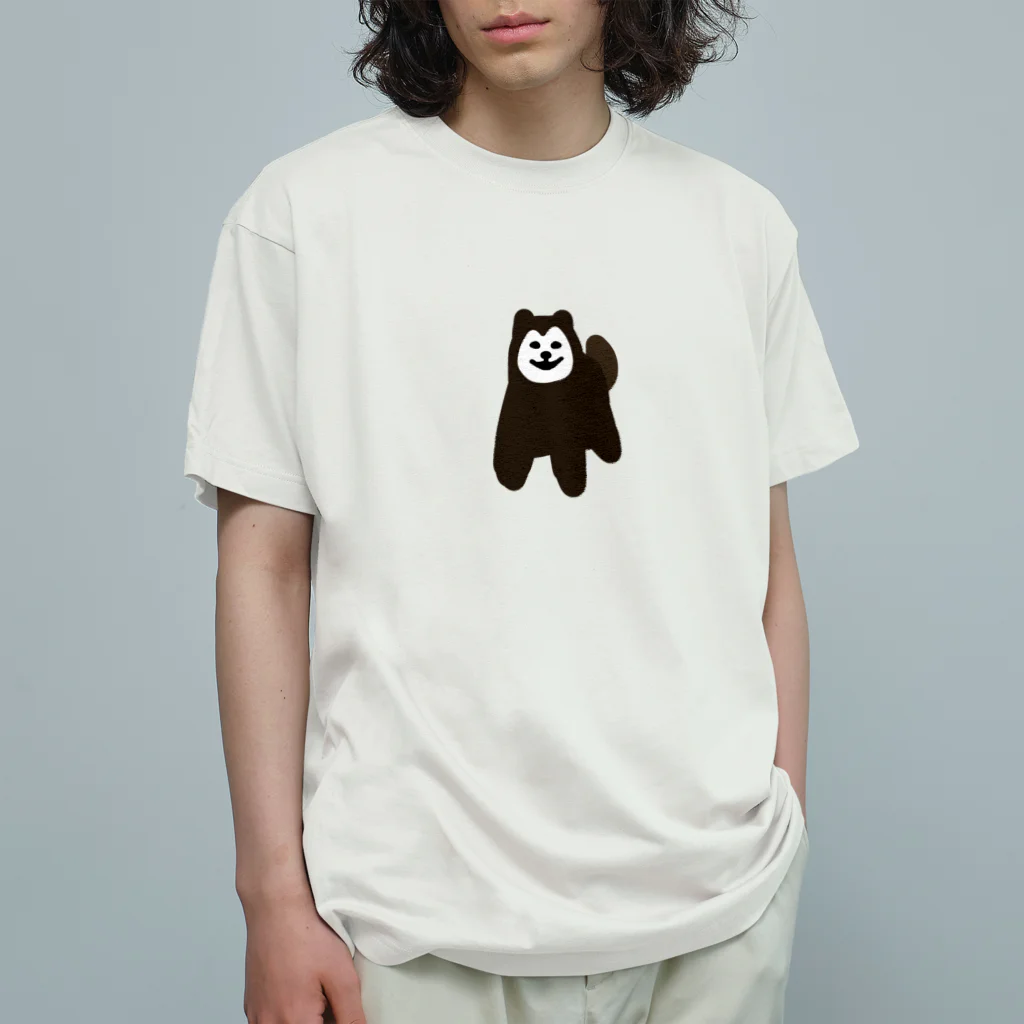 mendakoshopのダーク柴犬さん オーガニックコットンTシャツ