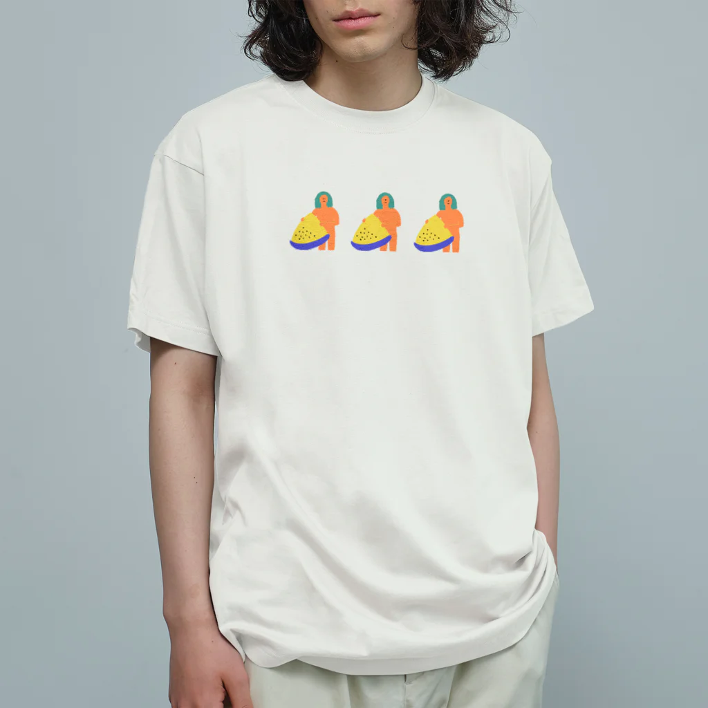 shima shima SHOPの黄色いスイカがないと/バックプリント有 オーガニックコットンTシャツ