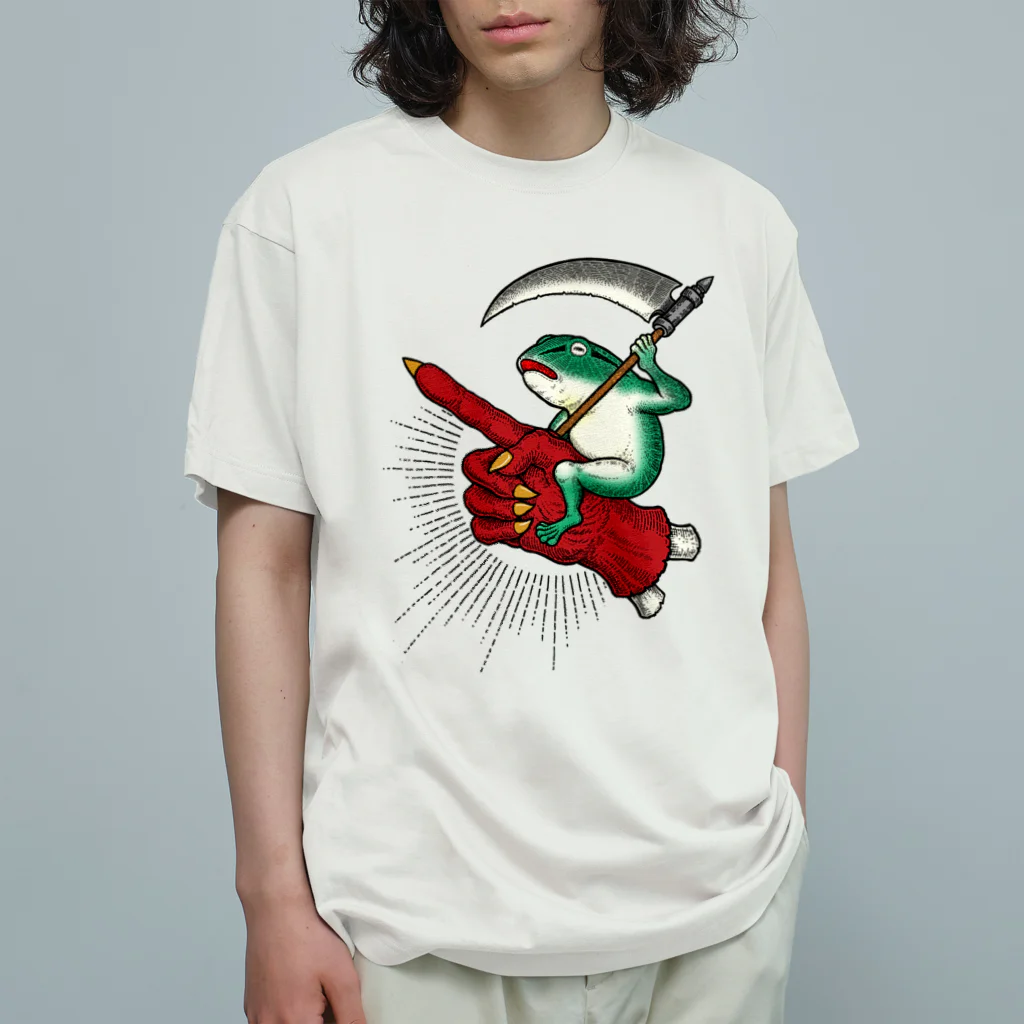 DM7WORKSのお試し支店のBRUTAL FROG ARMY 蛙ライダー Organic Cotton T-Shirt