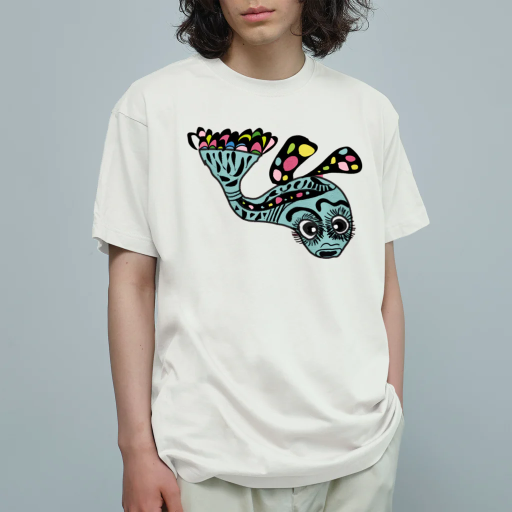 魚好きあつまれ！#かまととちゃん　#かまぼこママの魚たんぱく君 Organic Cotton T-Shirt