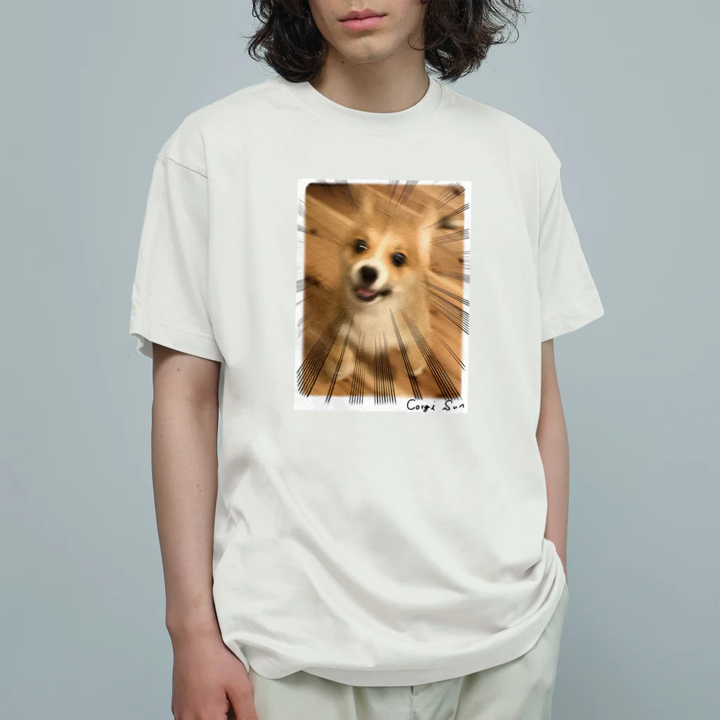 サンナナゴshopのコーギー犬　サンちゃん「あそぼ！！」 オーガニックコットンTシャツ