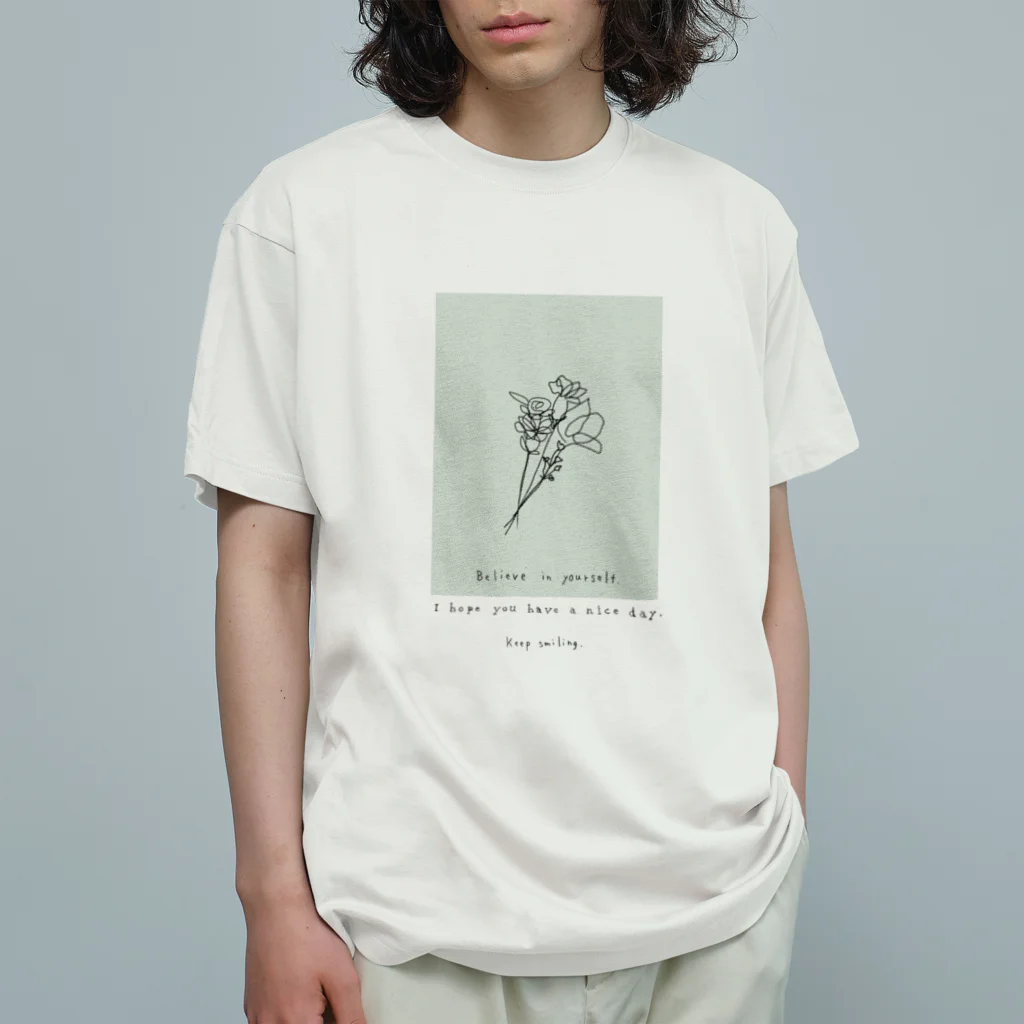 rilybiiのbouquet green オーガニックコットンTシャツ