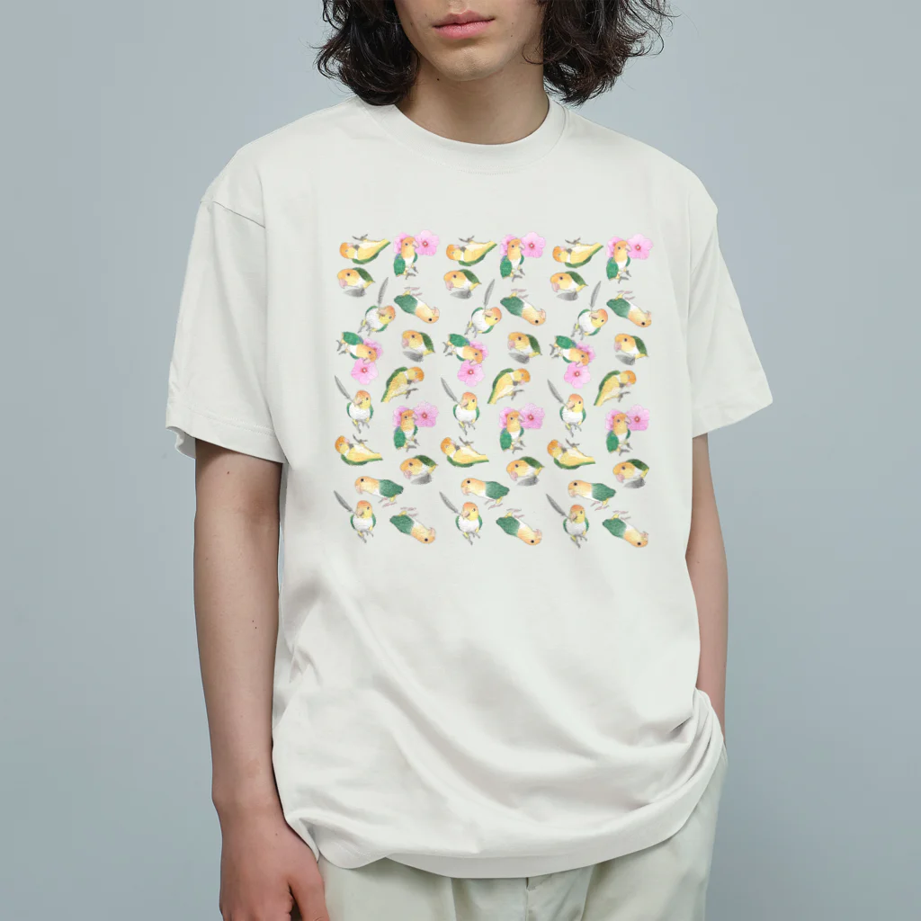 まめるりはことりのたっぷりシロハラインコちゃん【まめるりはことり】 Organic Cotton T-Shirt