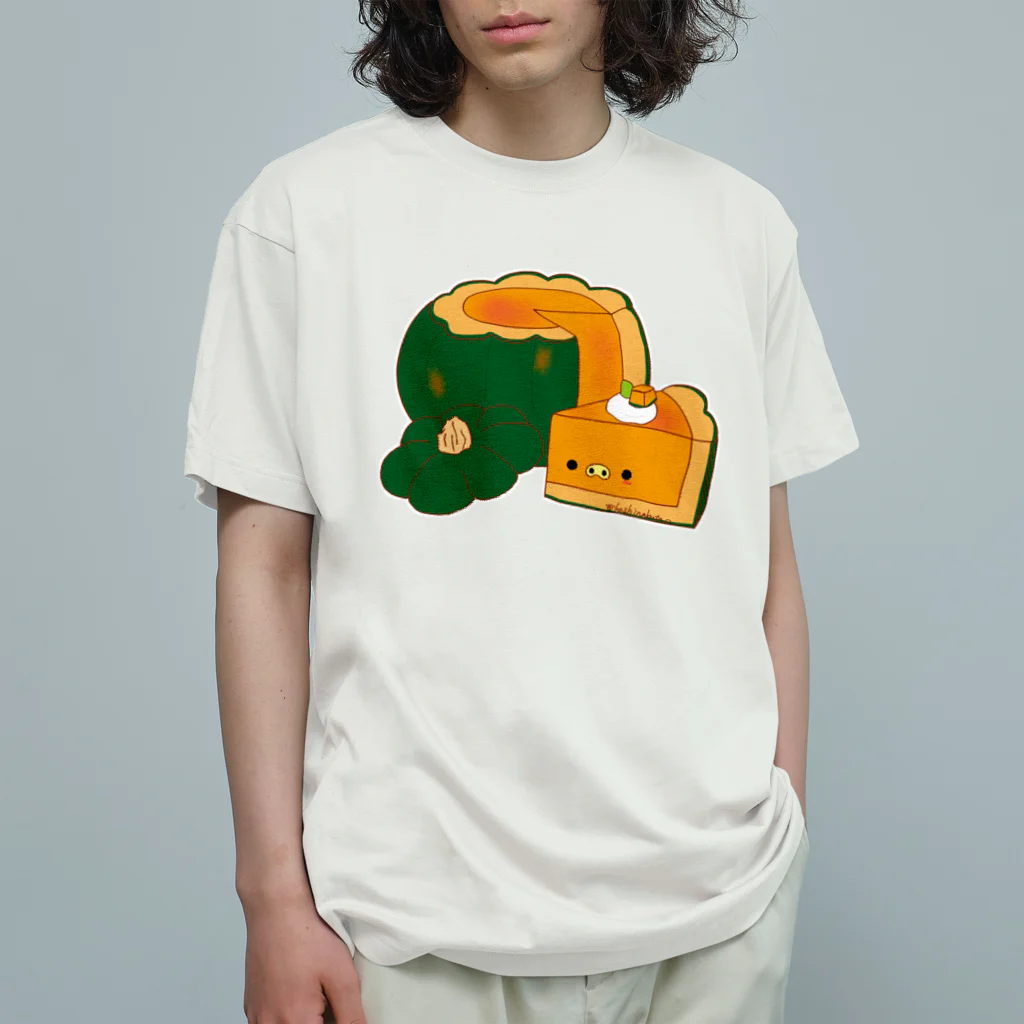 Draw freelyのまるごとかぼちゃプリン オーガニックコットンTシャツ