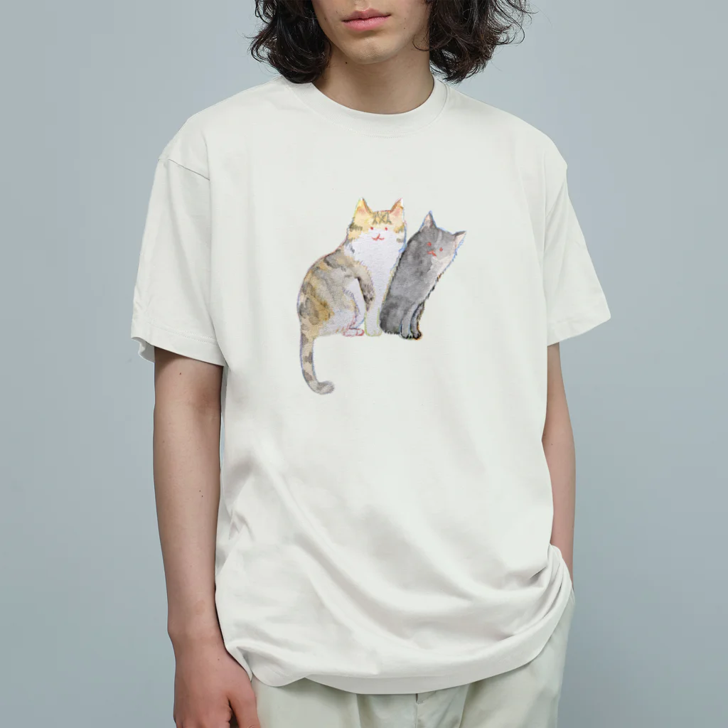 nicospyderのねこちゃん姉妹 オーガニックコットンTシャツ