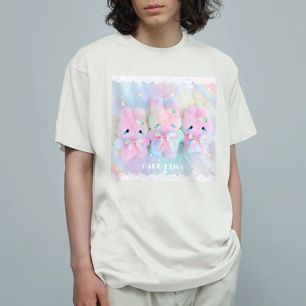PARU HIMAの虹色泣き虫ふわうさ Organic Cotton T-Shirt