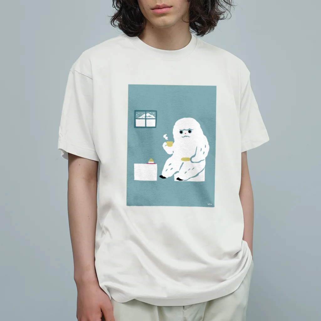 おばけ商店の未確認Tシャツ＜家でティーするイエティ＞ Organic Cotton T-Shirt