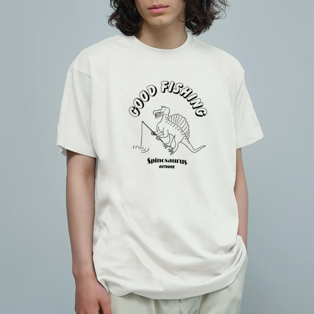 LONESOME TYPE ススのグッドフィッシング(スピノサウルスBLACK) オーガニックコットンTシャツ