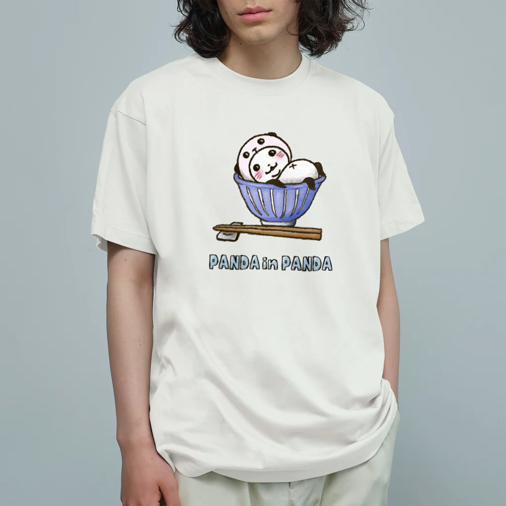 スパイシー千鶴のパンダinぱんだ(お茶碗) オーガニックコットンTシャツ