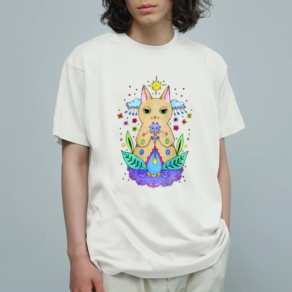 touriのネコと小さな怪獣 オーガニックコットンTシャツ