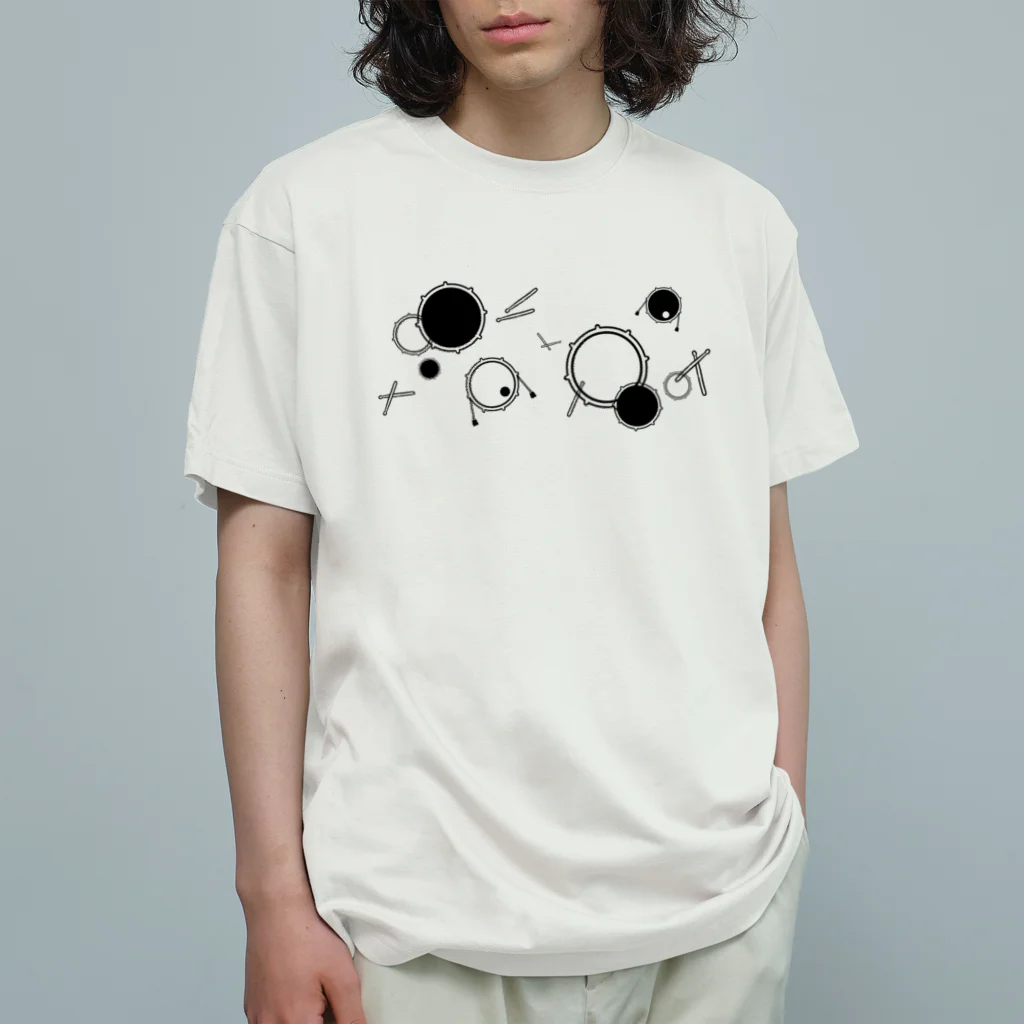 音楽と和の雑貨屋　たむたむの【ドラムの日2022】ドラムごろごろ　黒 Organic Cotton T-Shirt