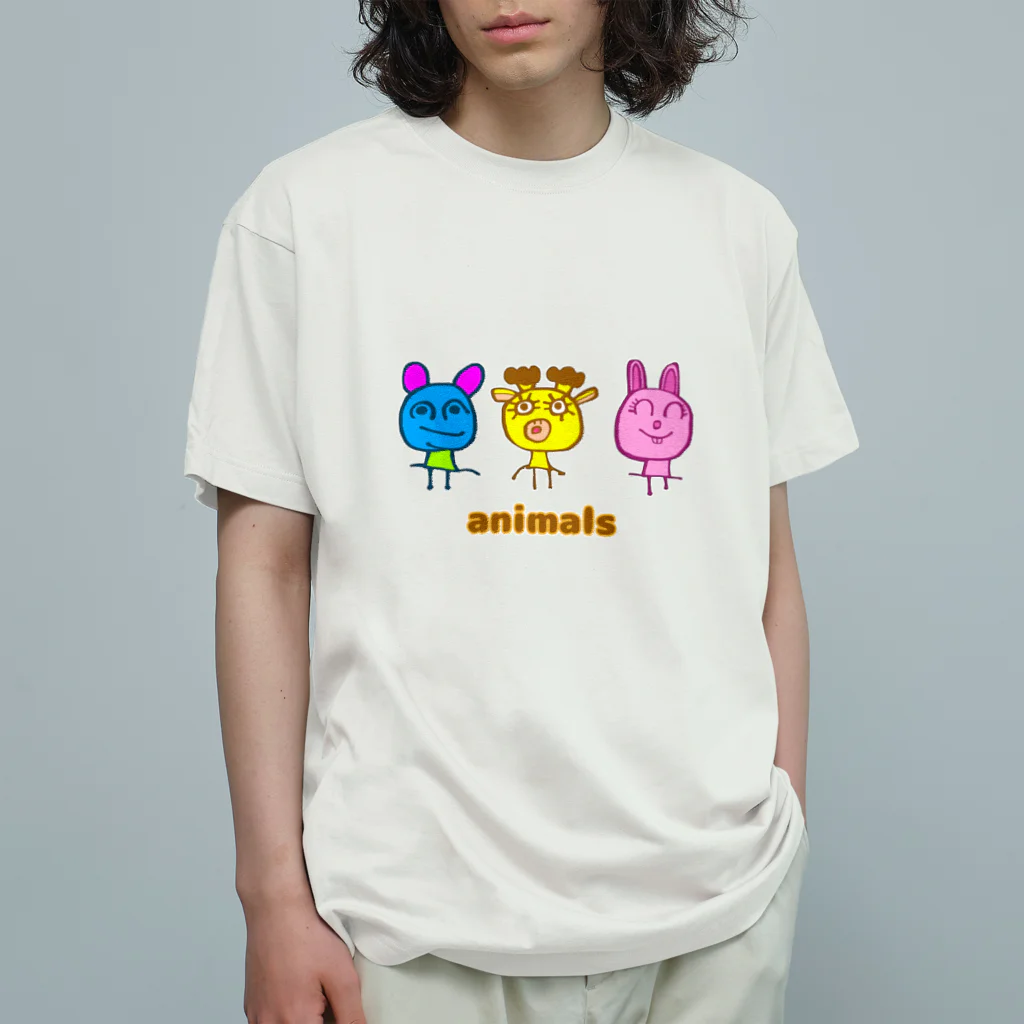 AYshopのアニマルズ(背景透過) オーガニックコットンTシャツ