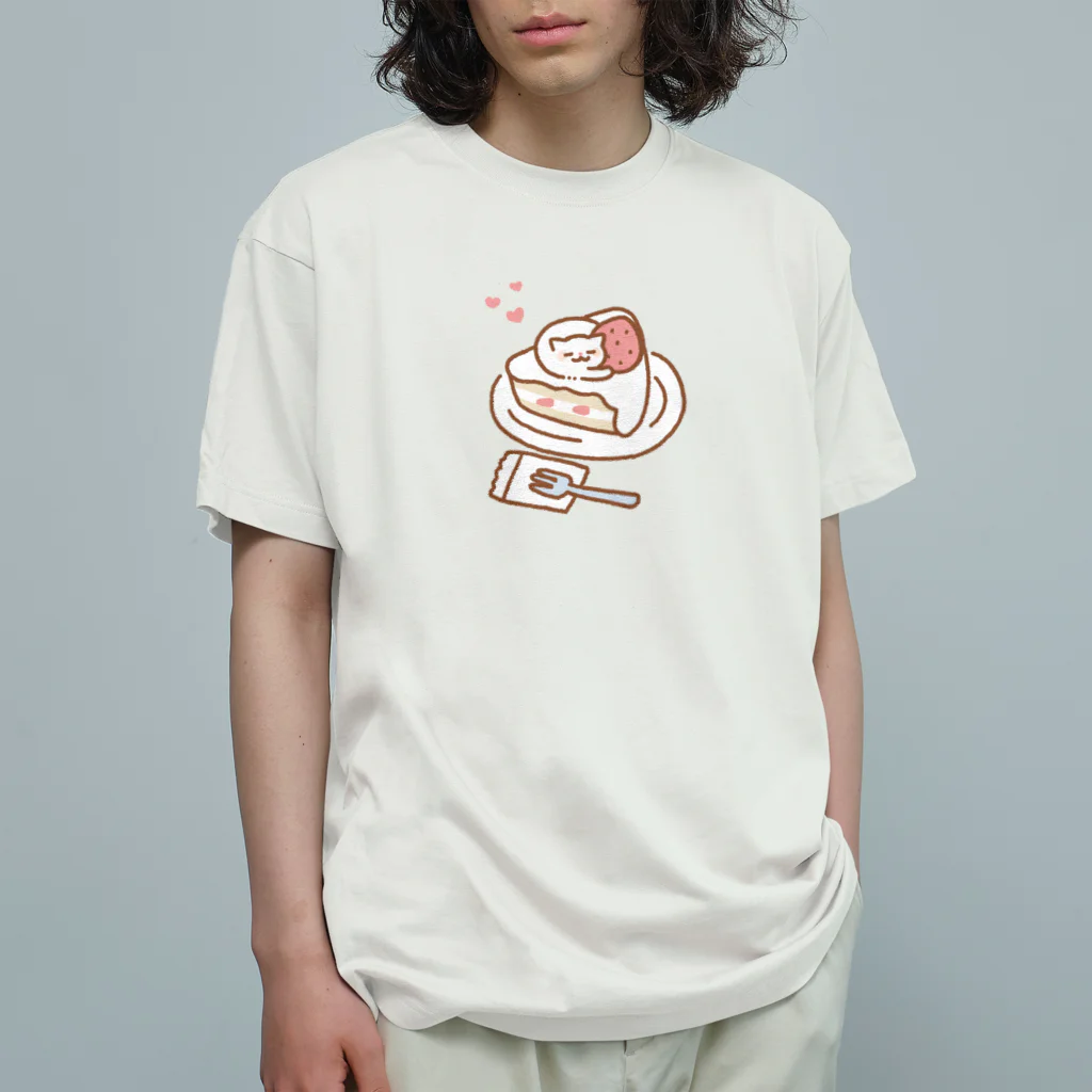 まよはうすのショートケーキおキャット オーガニックコットンTシャツ