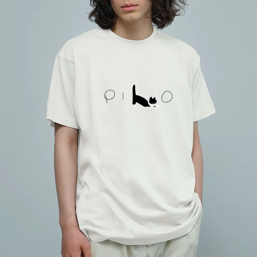 あめだまほっぺのPINO（黒文字） オーガニックコットンTシャツ