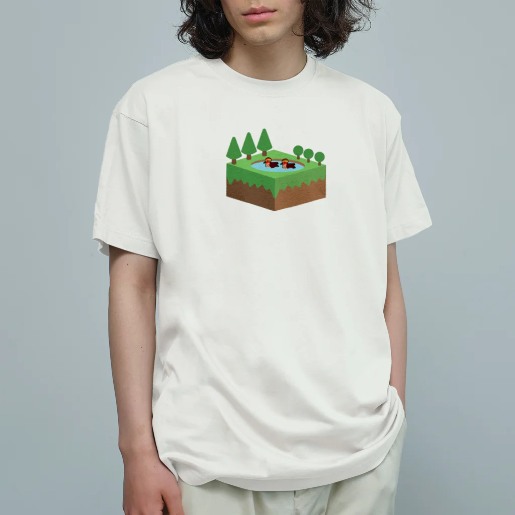 楽猫楽描しげ屋の箱池コガモ オーガニックコットンTシャツ