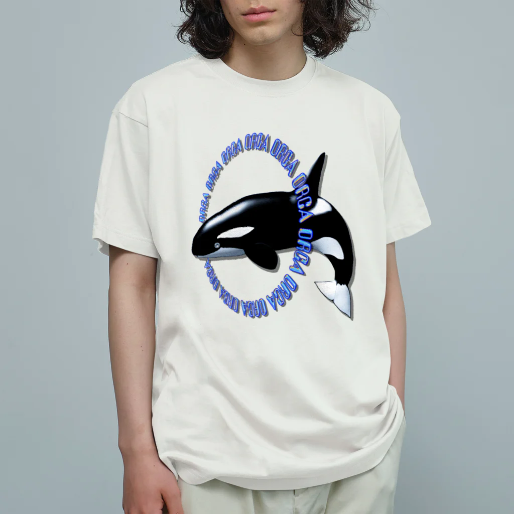 LalaHangeulのORCA シャチ オーガニックコットンTシャツ