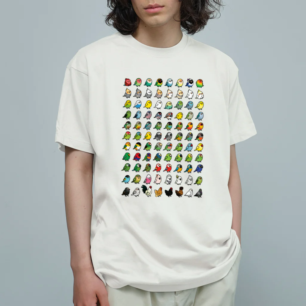 Cody the LovebirdのChubby Bird 鳥さん大集合 オーガニックコットンTシャツ