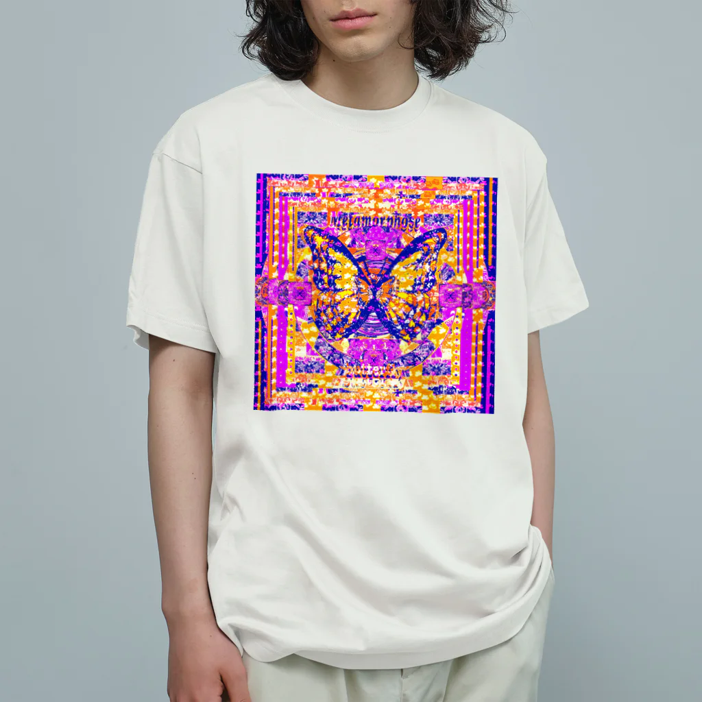 ✨🌈✨ユラクラカン🇯🇵 ✨🌈✨の✨🌈Metamorphose butterfly ✨🌈 蝶　レトロ調 オーガニックコットンTシャツ