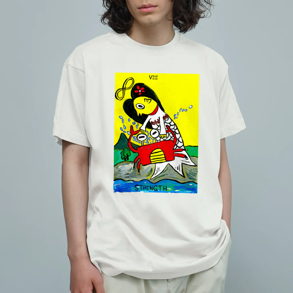 だるまキャットのアマビエタロット・力くん オーガニックコットンTシャツ