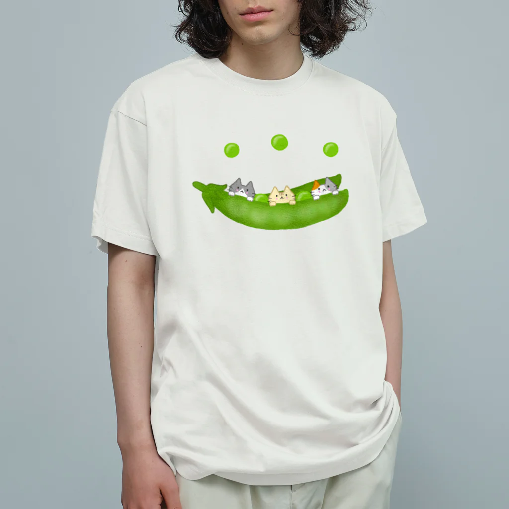 めいぷるのえんどう豆にゃ オーガニックコットンTシャツ