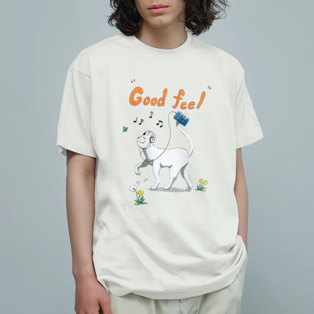 ペットショップボーイズのネコちゃん(白猫) オーガニックコットンTシャツ