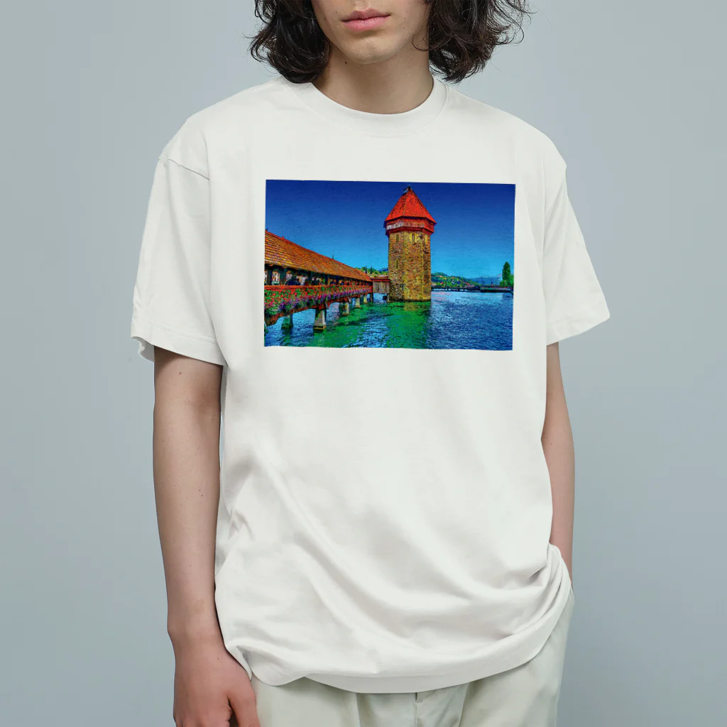 GALLERY misutawoのスイス カペル橋 オーガニックコットンTシャツ