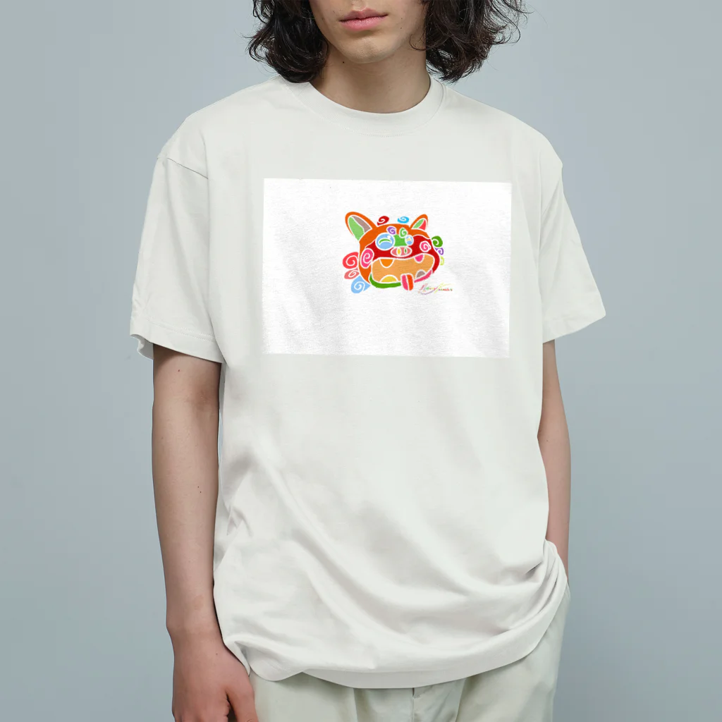 pinkpenguinのスマイルシーサー オーガニックコットンTシャツ