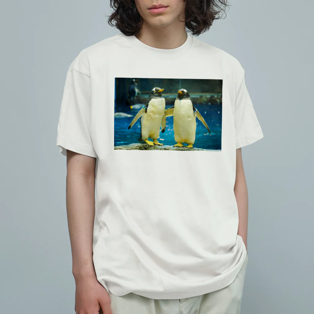 ペンギンの写真のジェンツーペンギン　写真　リアル　仲良し Organic Cotton T-Shirt