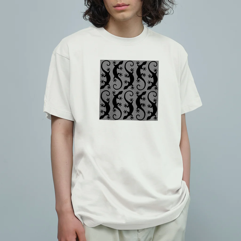 ツバメ堂の黒トカゲがいっぱい Organic Cotton T-Shirt