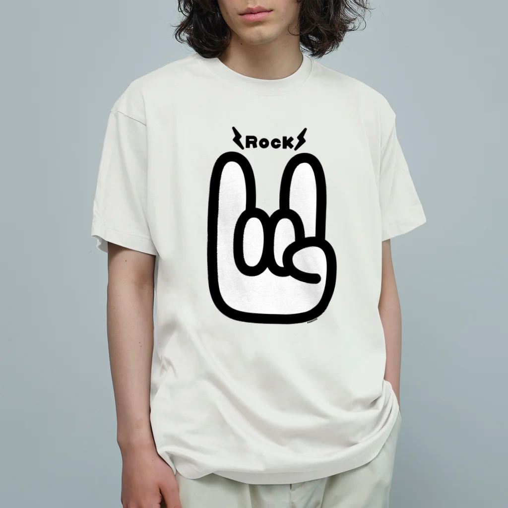 Cɐkeccooのメロイックサイン★デビル・サイン(コルナサイン)LOVE ROCK オーガニックコットンTシャツ