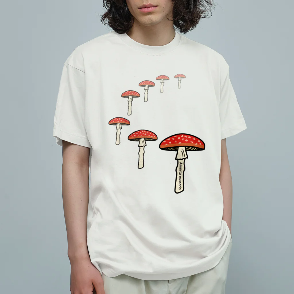 楽猫楽描しげ屋のキノコカーブ（ベニテングダケ） Organic Cotton T-Shirt