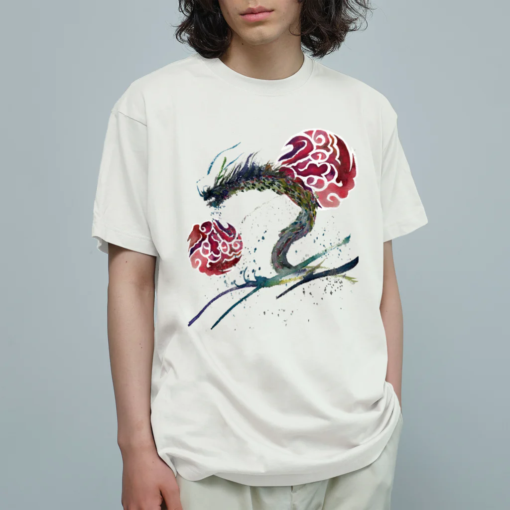 WAMI ARTの赤八雲昇るタツ(竜) オーガニックコットンTシャツ