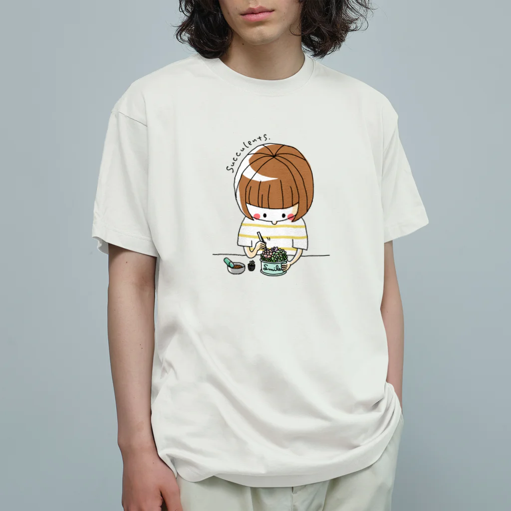 subarisuの多肉の寄せ植えをしている人(カラー) Organic Cotton T-Shirt