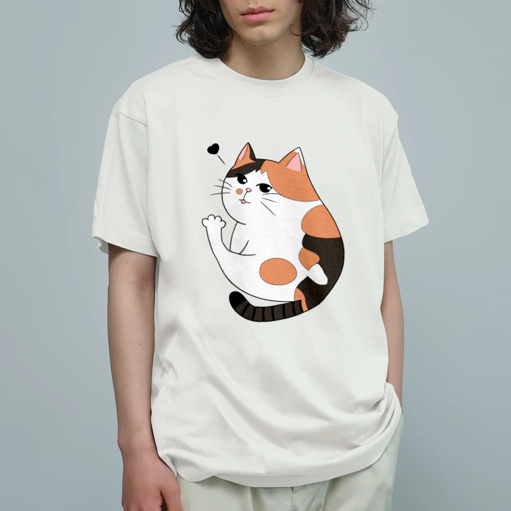 まこーた商店📦のコミックタッチ三毛ちゃん🧡🤍🤎〘カラー 〙 オーガニックコットンTシャツ