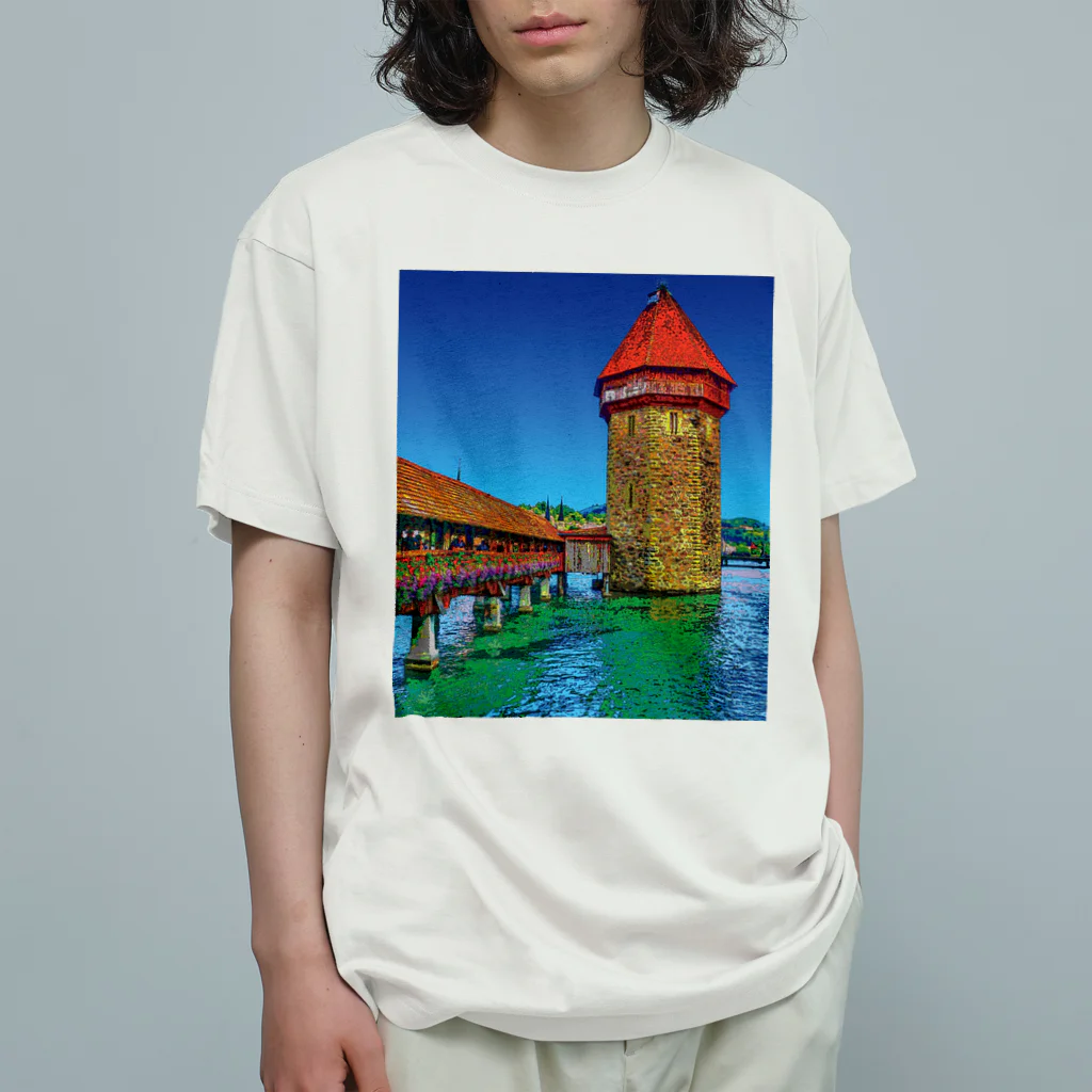 GALLERY misutawoのスイス カペル橋 オーガニックコットンTシャツ